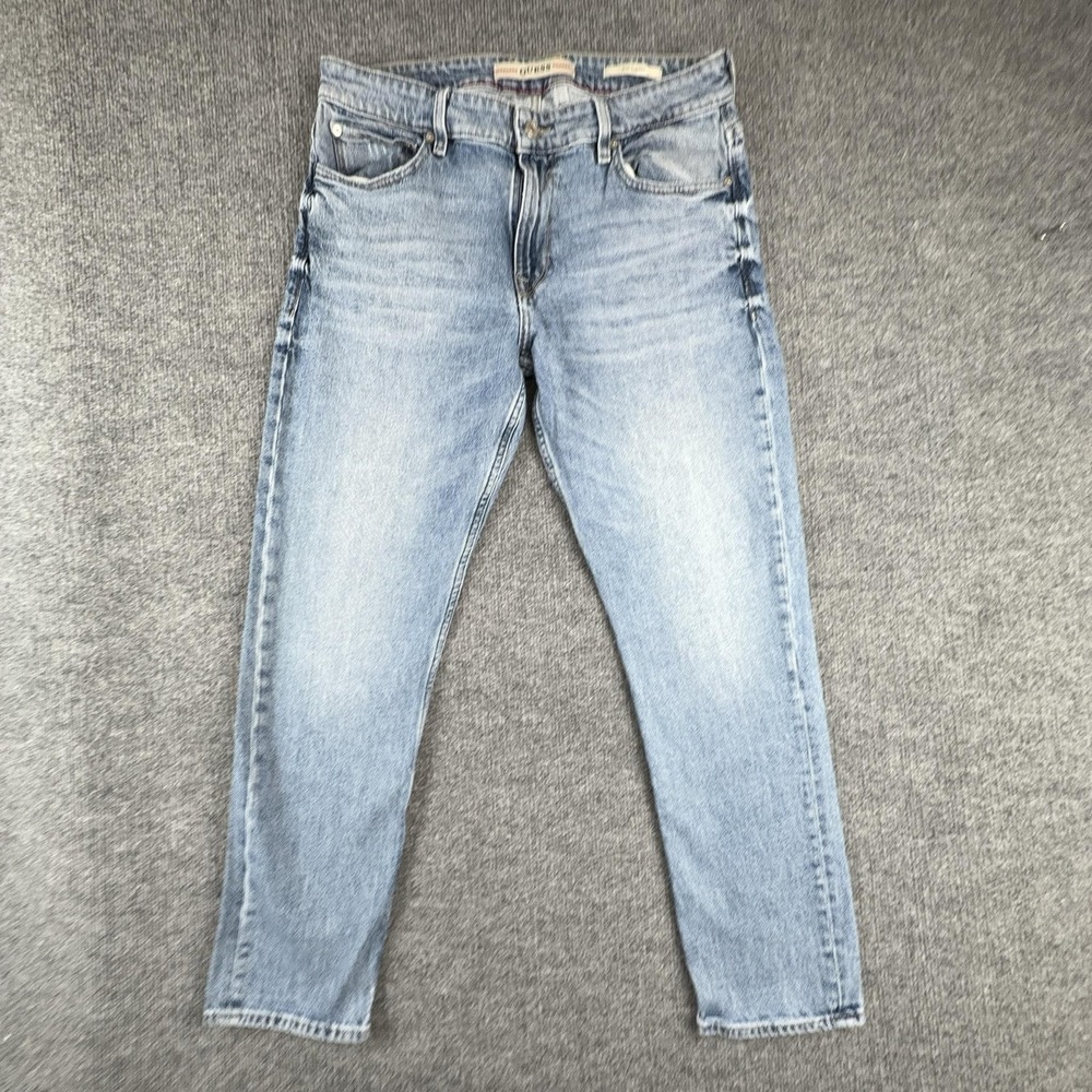 Guess Jeans Mens 34x30 Light Wash Blue Slim Tapered Stretch Denim Pants